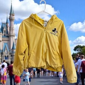 Vintage Yellow Walt Disney World Mickey Mouse  Distressed Tathered jacket Size M